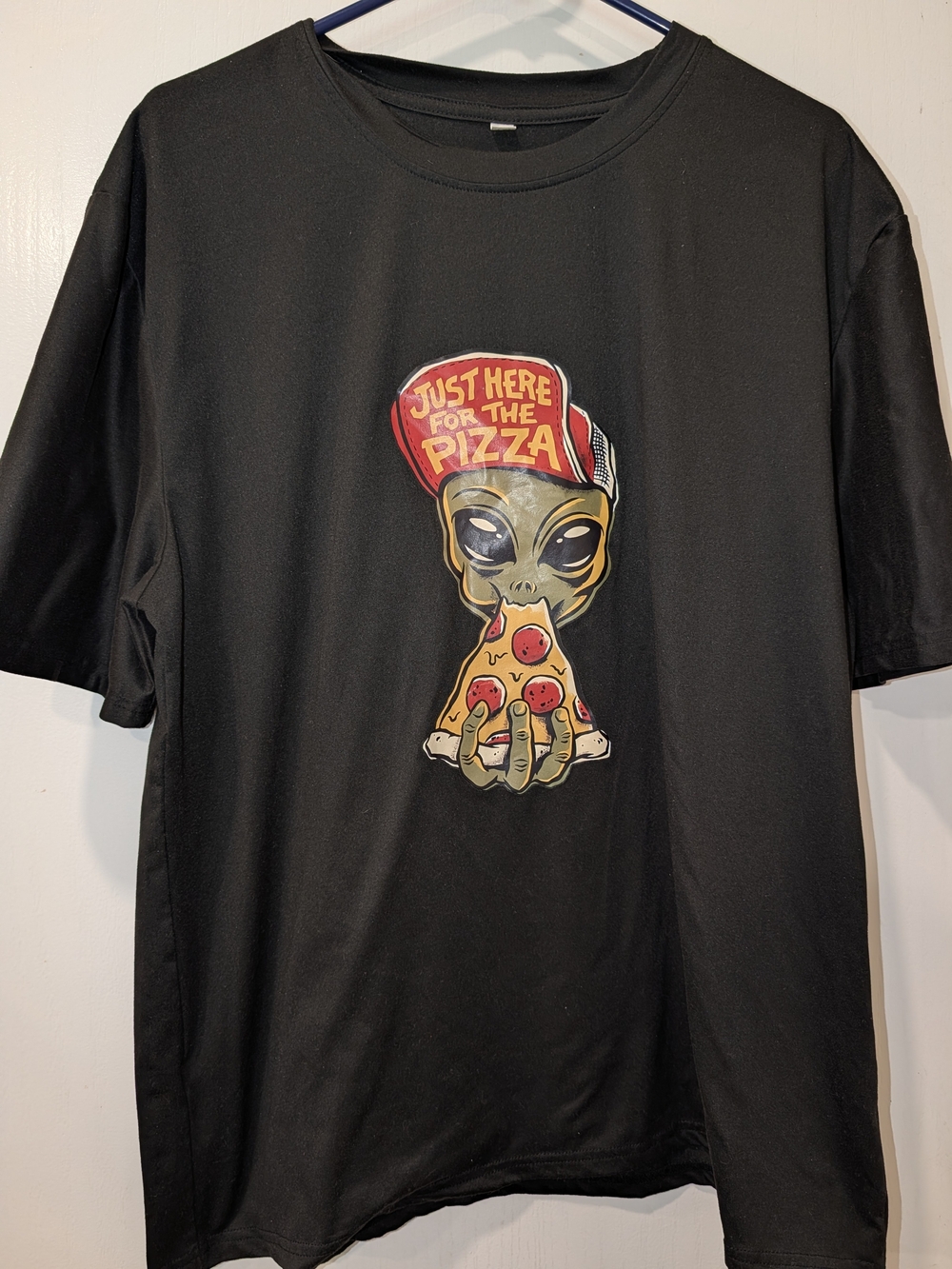 Black Men's Graphic Tee - 'Just Here for the Pizza'